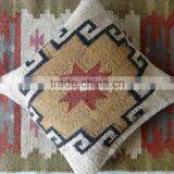 Indian Kilim Cushion Cover 18X18 Pillows Boho Ethnic Shams Jute Pillow Cases thumbnail-1