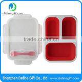 Non Stick Silicone Fruit Container Large Pack-Away 3 Compartment Collapsable Lunch Box Quality Choice thumbnail-2