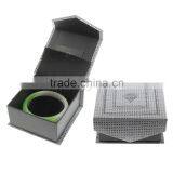 Leather Bracelet Boxes, Cardboard, With PU, Square, Grey, 100x100x50mm thumbnail-1