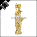 Iced Out Gold Crystal Statue of Liberty Pendant Necklace thumbnail-1
