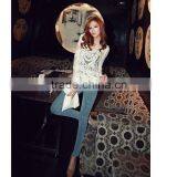 New 2015 Spring Fashion Long Sleeve Tops Women Hollow Out Lace Cotton Blouse Shirt Plus Size Blouse thumbnail-3