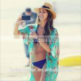 Chiffon Dress For Ladies Graceful Floral Print Summer Beach Cover Up Long Dress MX thumbnail-3