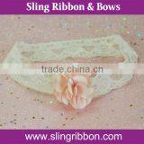 Elastic Ribbon Headband With Organza Flower