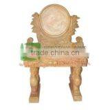 Yellow Marble Wash Basin With Flower Carving thumbnail-1