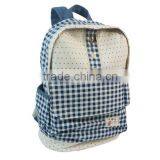 Grid Pattern School Backpack Cute for Girls With Bottons thumbnail-1