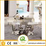 Round Marble White Coffee Table Stainless Steel Dining Room Table thumbnail-1