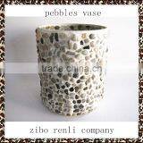 White Pebble Cylinder Vase Glass Flower Pot Decorations thumbnail-1
