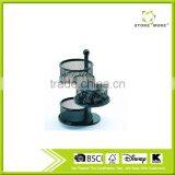 Round Black 3 Compartment Multi Purpose Metal Mesh Clip Holder thumbnail-1