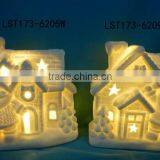 House Shaped Christmas Decoration Ceramic Christmas Light House thumbnail-1