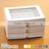 Modern Portable Necklace Ring Storage Cabinet Three Drawer Wooden Jewelry Box thumbnail-2