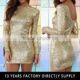 Long Sleeve One-piece With Full Sequin Tight Dress Bodycon Midi Pron Dress 2016 thumbnail-1