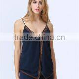 New Design Ladies Sequin Embroideried Beaded Navy Cami Top thumbnail-5