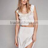 Halter Lace Insert Crop Top and Asymmetrical Skirts Ladies Two Piece Sets 2017 Guangzhou New Fashion thumbnail-2