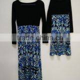 Wholesale 14 Year Girl Without Dress Baby Girls Fashion Long Sleeve Blue Dresses for Kid and Mom thumbnail-2