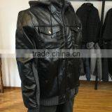 Stock Winter Fleece Hood pu Leather Men Jacket Fur Linning thumbnail-2