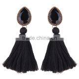 Bohemian Jewelry Big Crystal Gems With Tassel Drop Earrings for Women thumbnail-2