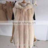 2017 Newest Design Long Woman Real Fox Fur Vest With Hood Natrual Raw Colour--pc-250 thumbnail-6
