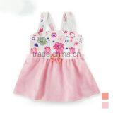 European Kids Dress Fashion Style Flower Printed Short Sleeve Cotton Baby Girls Dress thumbnail-1
