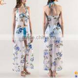 Bohemian Maxi Sexy Beach Dress Women Chiffon Maxi Printed Long Dresses thumbnail-1