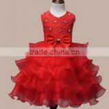 Wholesale European Kids Wear 2015 Spring Red Flower Girl Dress Sewing Patterns thumbnail-5
