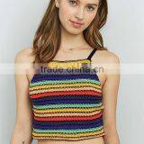 Distinctive Off-the-shoulder Spaghetti Straps Rainbow Midriff Cropped Cami Tank thumbnail-3
