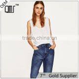 Summer Loose Fit Round Neckline Sleeveless Wide Straps Vest Women Linen Tank Tops thumbnail-1