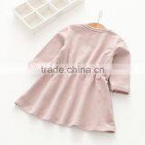 Wholesale Long Sleeve Solid Color Girls Cotton One Piece Dress thumbnail-2