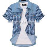 2014 New Model Casual Shirt for Men Plaid Short Sleeve Shirts thumbnail-3