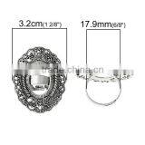 Adjustable Rings Oval Antique Silver Cabochon Settings 17.9mm 10 PCs Ring Setting thumbnail-2