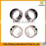 Stainless Steel Multi-Colored Single Row Gem Screwd Flesh Tunnel Ear Tunnels thumbnail-6