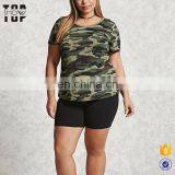 Guangzhou Plus Size Womens Clothes Contrast Crew Neckline Camo t Shirt thumbnail-2