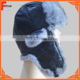 With small earflaps Leather Cover Rabbit Fur Hat