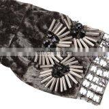 Wholesale Opening Closure Luxury Studded Trench Duster Velet Maxi Coat for Women Fall/Winter thumbnail-6