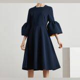 Midi Dress A-line Daytime Bell Sleeve Vintage Dress thumbnail-2