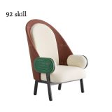 Nordic simple single family hotel villa armchair, moon solid wood sofa chair