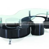 clear tempered glass table livingroom with two seaters