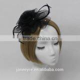 2016 New Design Women Hariclips Black Flower Fascinator With Feather thumbnail-1