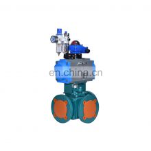 High Pressure Corrosion Resistant Pneumatic Fluorine Lined Tee Ball Valve