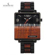 BOBO BIRD Latest Design Square Dial Luxury OEM Custom LOGO Wood Watch Quality Men Stainless Steel Wrist Watch thumbnail-1