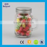 Wholesale embossed clear glass mason jar glass candy jar with lid                        
                                                                                Supplier's Choice