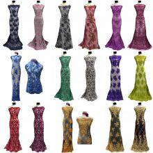 Factory Custom Fashion Wedding Dress Lace Fabric Lots of Flower Patterns thumbnail-3