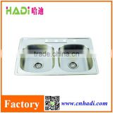 foshan double bowl polished stainless steel kitchen sink HD3322
