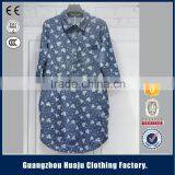 Guangzhou Newest Garment Factory Wholesale Women Denim Shirt Plain Loose Top thumbnail-1