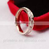 Super Flash Titanium Steel 18k Rose Gold Plated Full Paved AAA CZ Diamond Stone Ring thumbnail-5