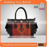 2184 PU and Jute Fabric Unbranded Handbag, Welcome OEM Handbags