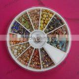 500pcs New Design Ceramic Gems Stone Nail Jewelry With Gold Metal Ring 3mm, 4mm thumbnail-2
