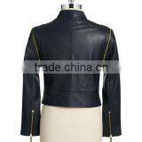 Ladies MOTO Pu Leather Jacket With Removable Zippered Sleeves. thumbnail-2