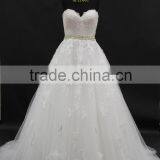 New factory real style! Luxy ball gown lace appliques ctrystal beading belt wedding dress