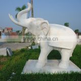 Outdoor Elephant Statue White Marble Stone Hand Carved Sculpture for Garden Home