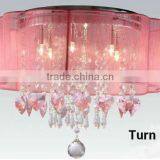 Pink Modern Crystal Pendant Light for High Ceilings thumbnail-6